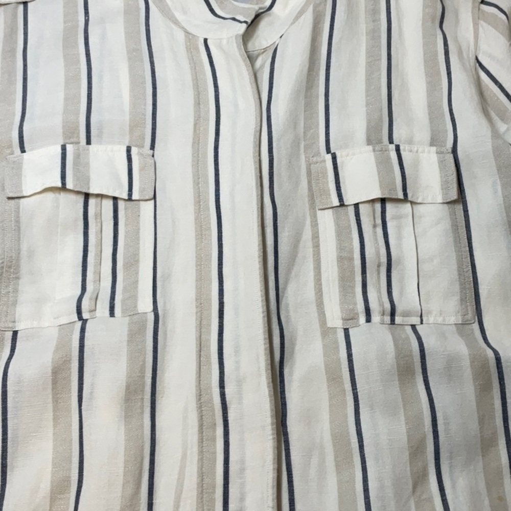 Rails Rowan Linen Blend Jacket Coco Stripe Size Large - Picture 4 of 12
